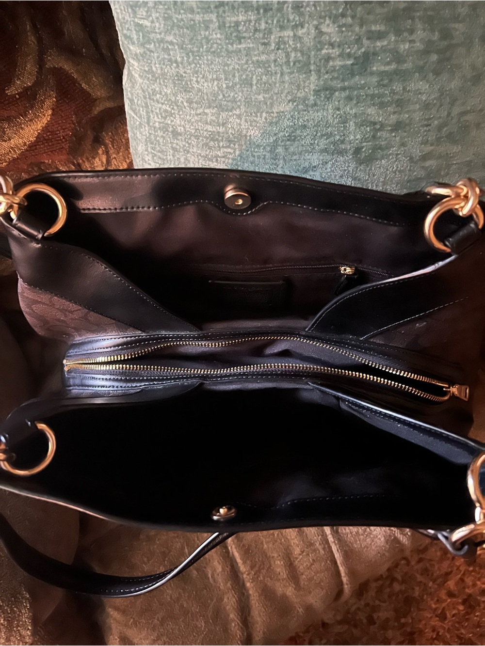 Coach Brown and Black Signature Canvas Shoulder Bag - Picture 3 of 3